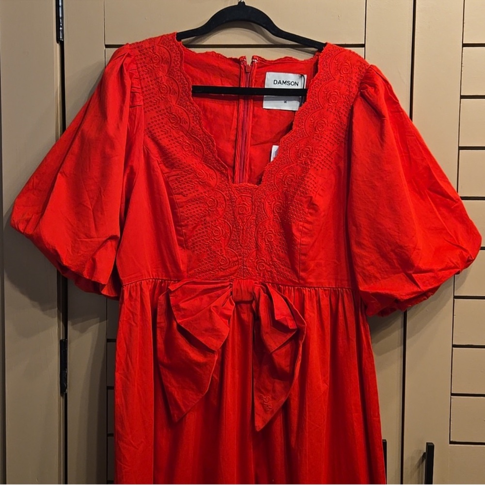 Damson Madder Aria Bow Embroidered Midi Dress EU Size 14/ US Size 10 - Picture 6 of 12